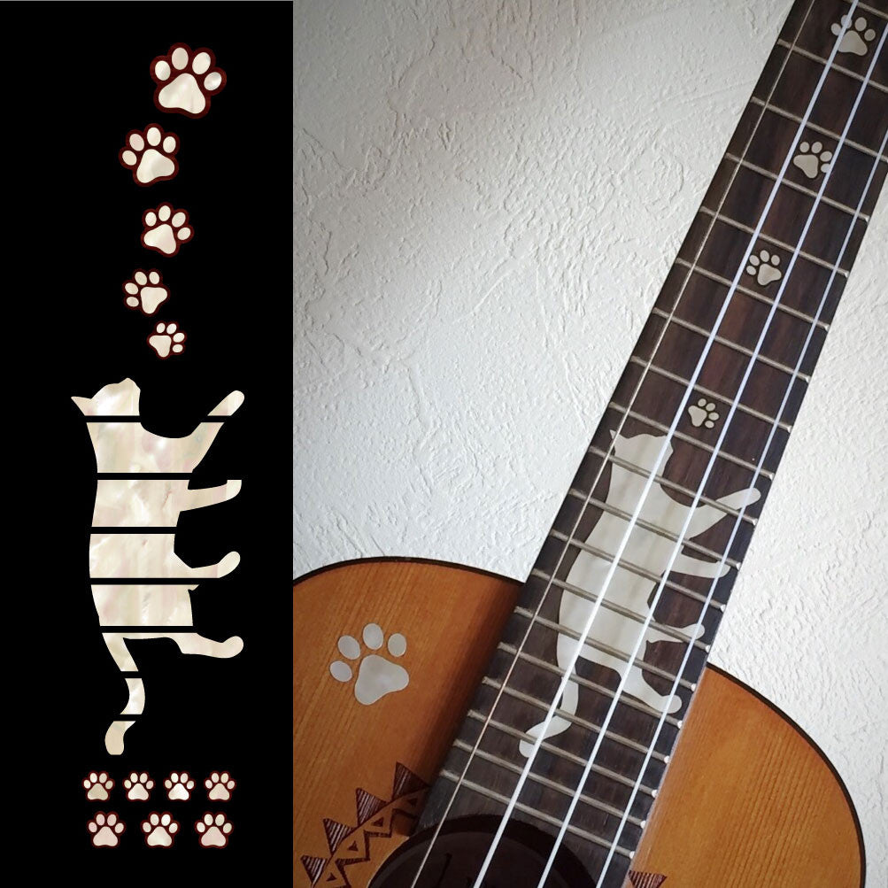 Cat Foot Prints / Paws - Fret Markers for Ukuleles - Inlay Stickers Jockomo