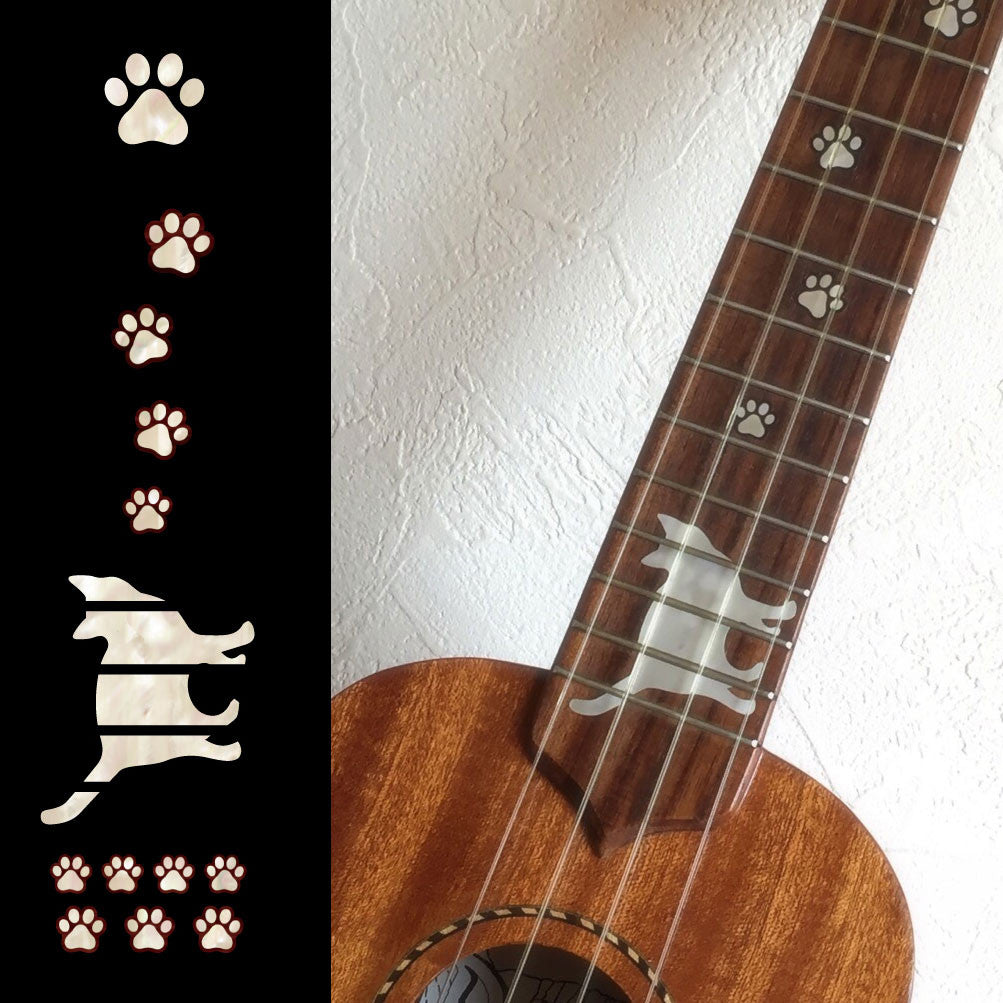 Cat Foot Prints / Paws - Fret Markers for Ukuleles - Inlay Stickers Jockomo