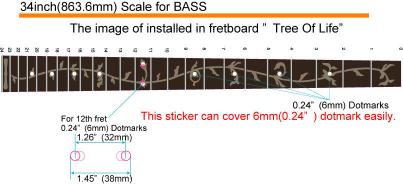 Tree of Life - Fret Marker for Bass - Inlay Stickers Jockomo