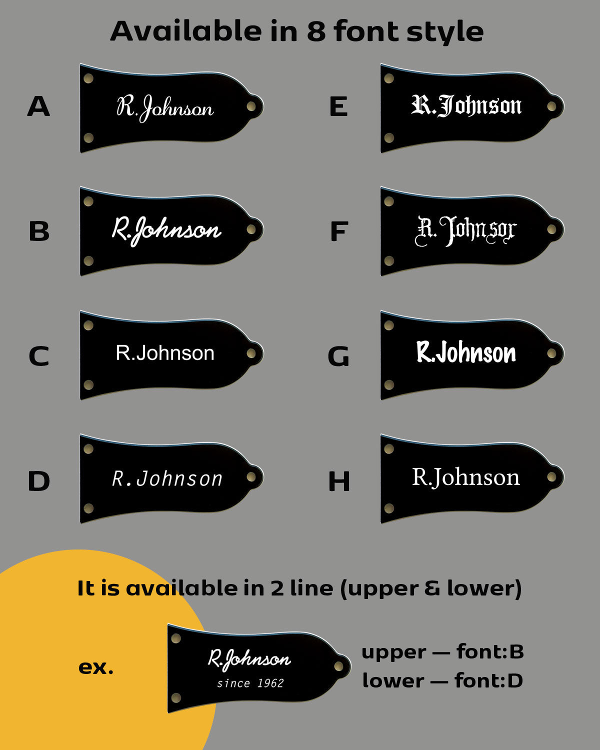 Bell/Flat Bottom 3-Hole Custom Engraved Truss Rod Cover - Inlay Stickers Jockomo