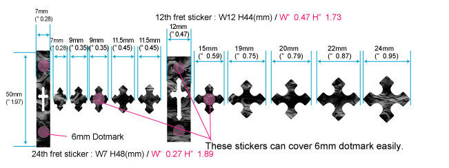 Cross Fret Markers - Inlay Stickers Jockomo