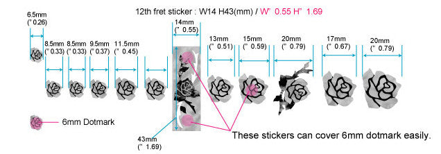 Roses - Fret Markers for Guitars & Bass - Inlay Stickers Jockomo