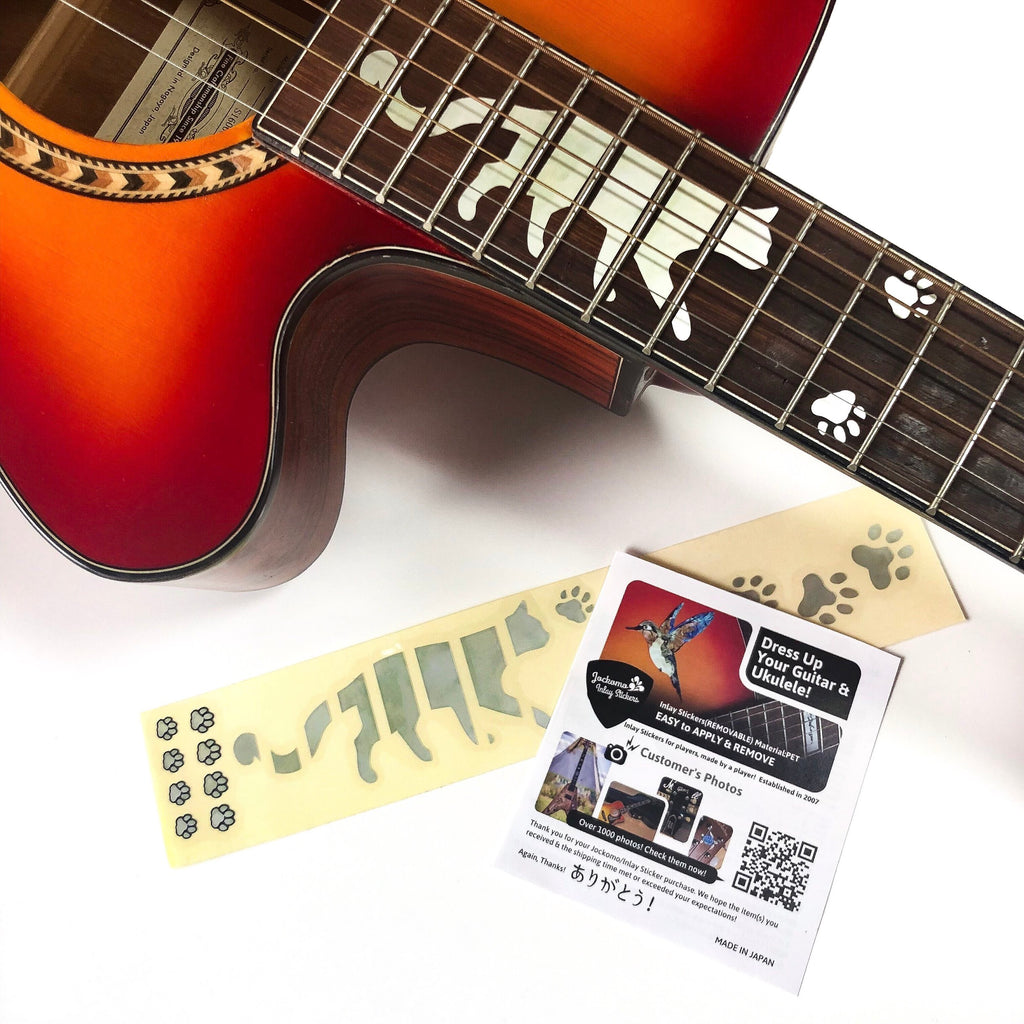 Cat Foot Prints / Paws - Fret Markers for Guitars – Inlay Stickers Jockomo