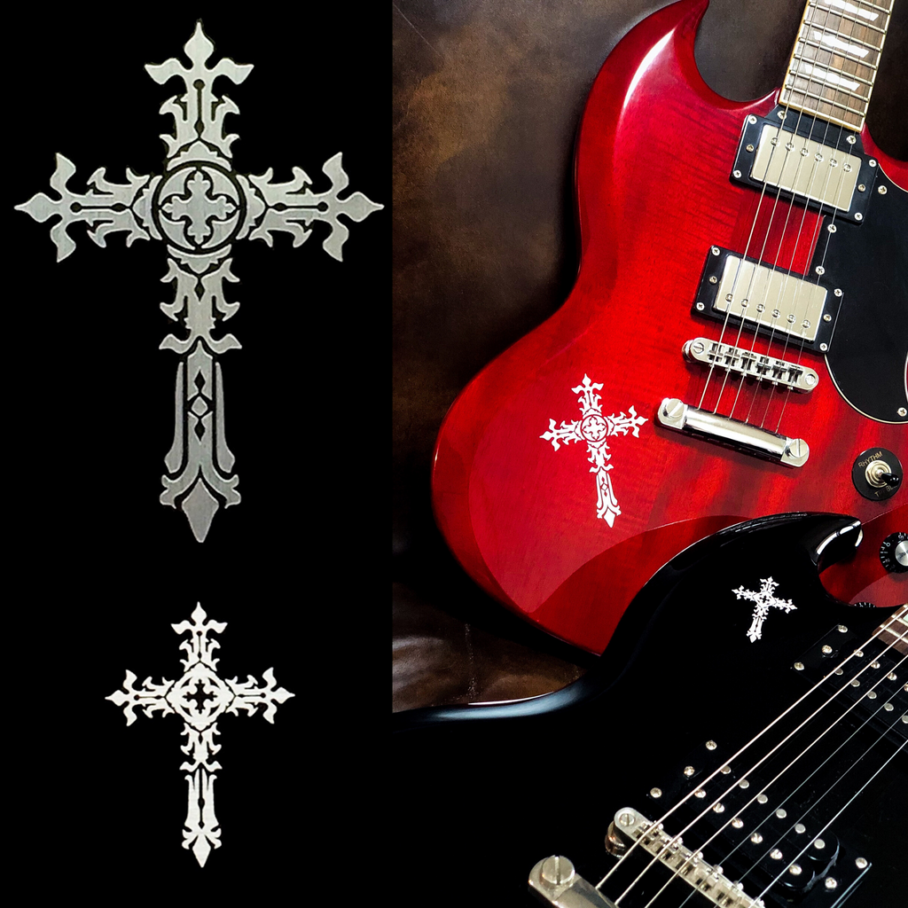 Metallic Gothic Cross (Large & Small) - Inlay Stickers Jockomo