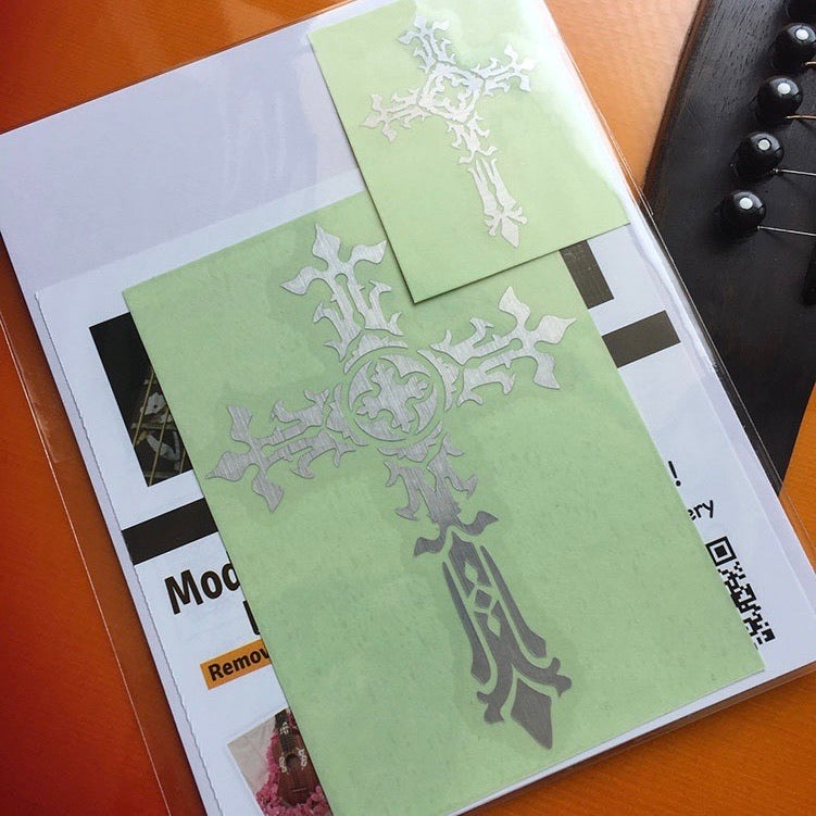 Metallic Gothic Cross Body Decal Set for Guitar & Bass