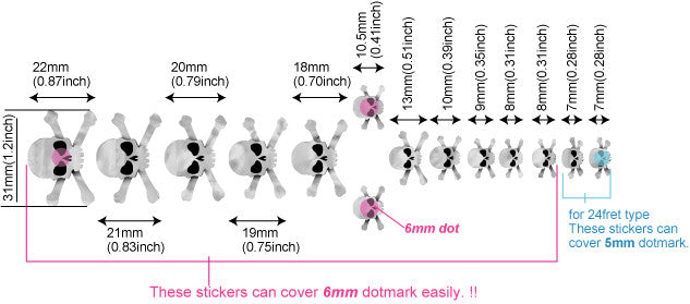 Skull - Fret Markers for Guitars & Bass - Inlay Stickers Jockomo